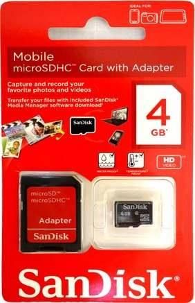 Cartão de Memória Micro SD 4GB com Adaptador - Sandisk