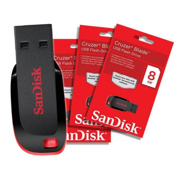 Pen Drive 8GB Sandisk – Preto e Vermelho